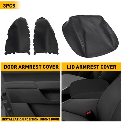 For Honda Pilot Black Armrest Cover Skin Center Console & Front Door Panels X3
