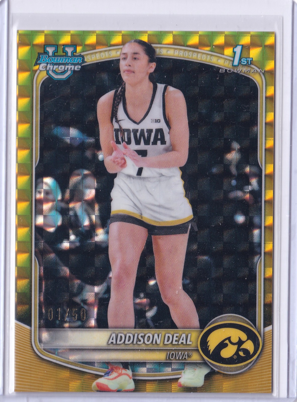 2025-26 Bowman Addison Deal Chrome Gold Geometric Refractor 1st #/50 Hawkeyes