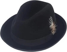 Wool Felt Wide Brim Fedora Hats for Women Men