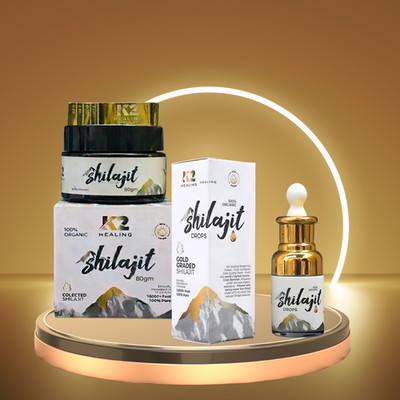 Pure Himalayan k2healing shilajit Resin 80Gm, 30ml drops in one  saving package