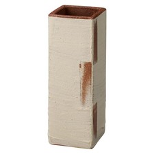 Marui Shigaraki Vase 26cm Square Café Caramel White MR-1-5544