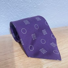 Polo Ralph Lauren Vtg Mens Neck Tie Purple All Silk USA Wide 4 Inch Geometric
