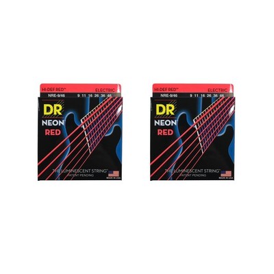 DR Strings Guitar Strings 2 Sets Electric Neon Red 09-46 Light and Heavy