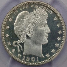 1901 25c Barber Quarter - PCGS PR 65 CAM