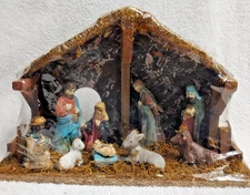 Vintage Nativity Manger Scene 11 pc set NEW