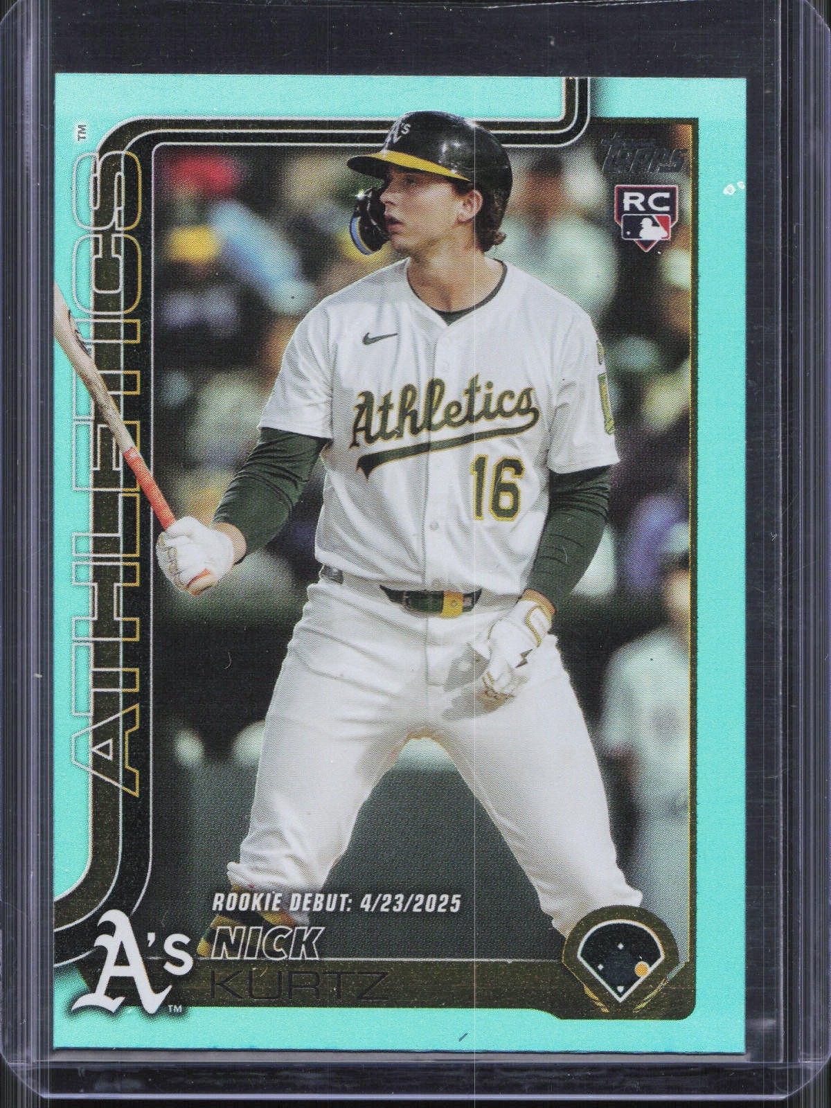 2025 Topps Update Nick Kurtz US197 Rookie Debut Aqua Rainbow Foil A's