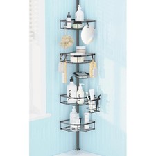 Rustproof Adjustable Shower Caddy Tension Pole Corner Shelf Organizer 4-Tier