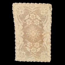 Rare Antique Figural Handmade War de Paris Bobbin Lace Doily