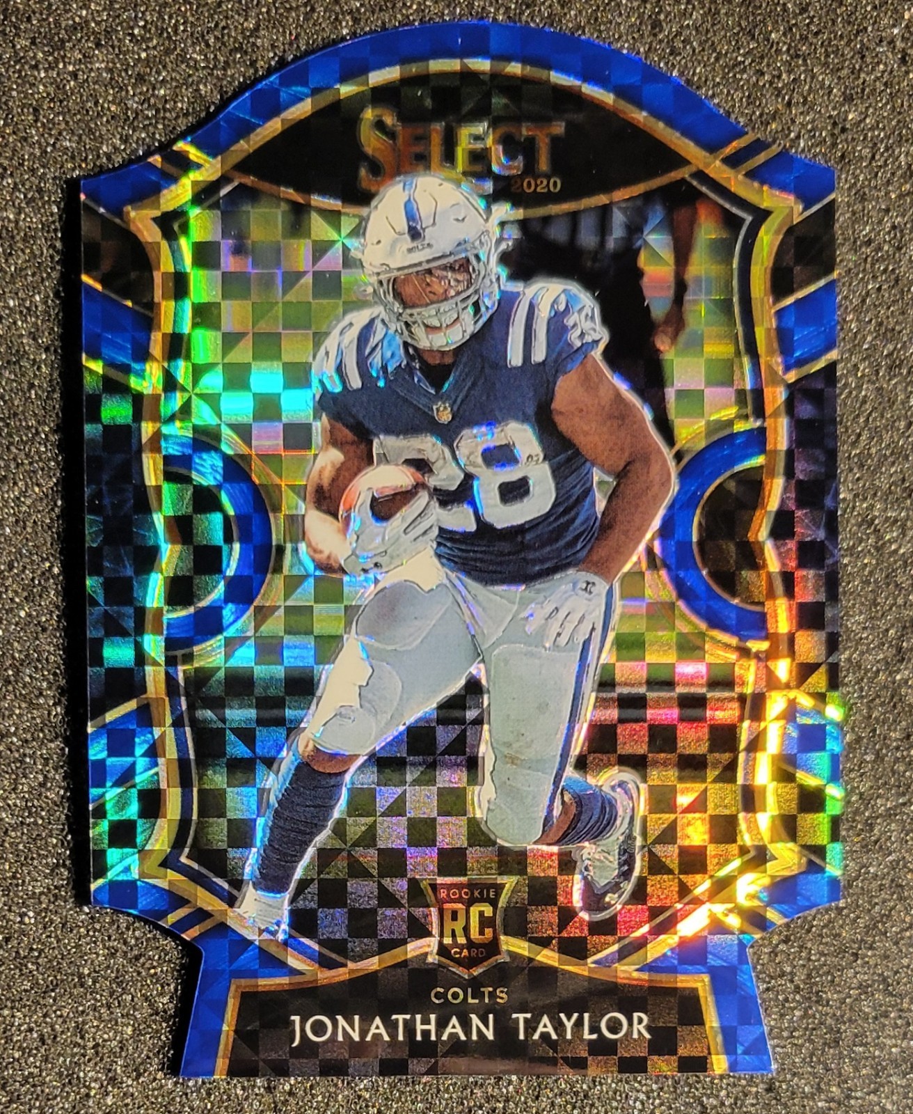 2020 Panini Select Jonathan Taylor RC Blue Prizm Die-Cut Colts Color Match #53