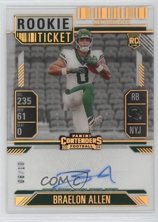 2024 Panini Contenders RPS Clear Ticket 8/10 Braelon Allen Rookie Auto RC 2o0