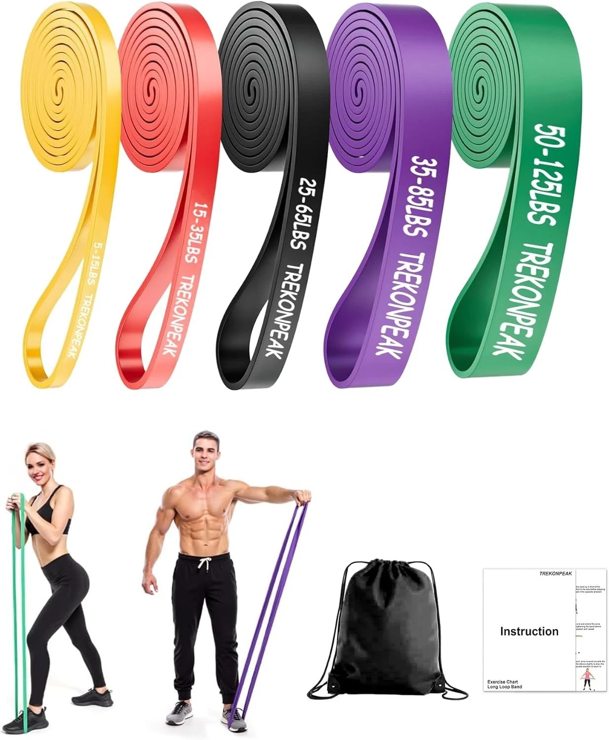Heavy Duty Resistance Bands Set 5 Loop for Gym Exercise Pull up Fitness Workout