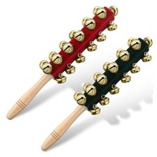 2 Pcs Christmas Hand Sleigh Bells Wooden Handle Jingle Bell Musical 25 Bells