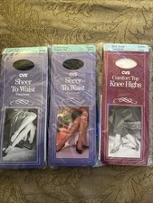 Lot Of 2 Vtg 80s CVS Drugstore Sheer To Waist Pantyhose Queen 1 Pack Knee Highs