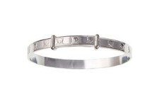 Baby Bangle Solid Silver Teddy Bear Adjustable Baby Bangle Christening Bracelet