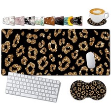 31.5x11.8 inch Large Gaming Mouse Pad with Keyboard Wrist Rest Rose Gold