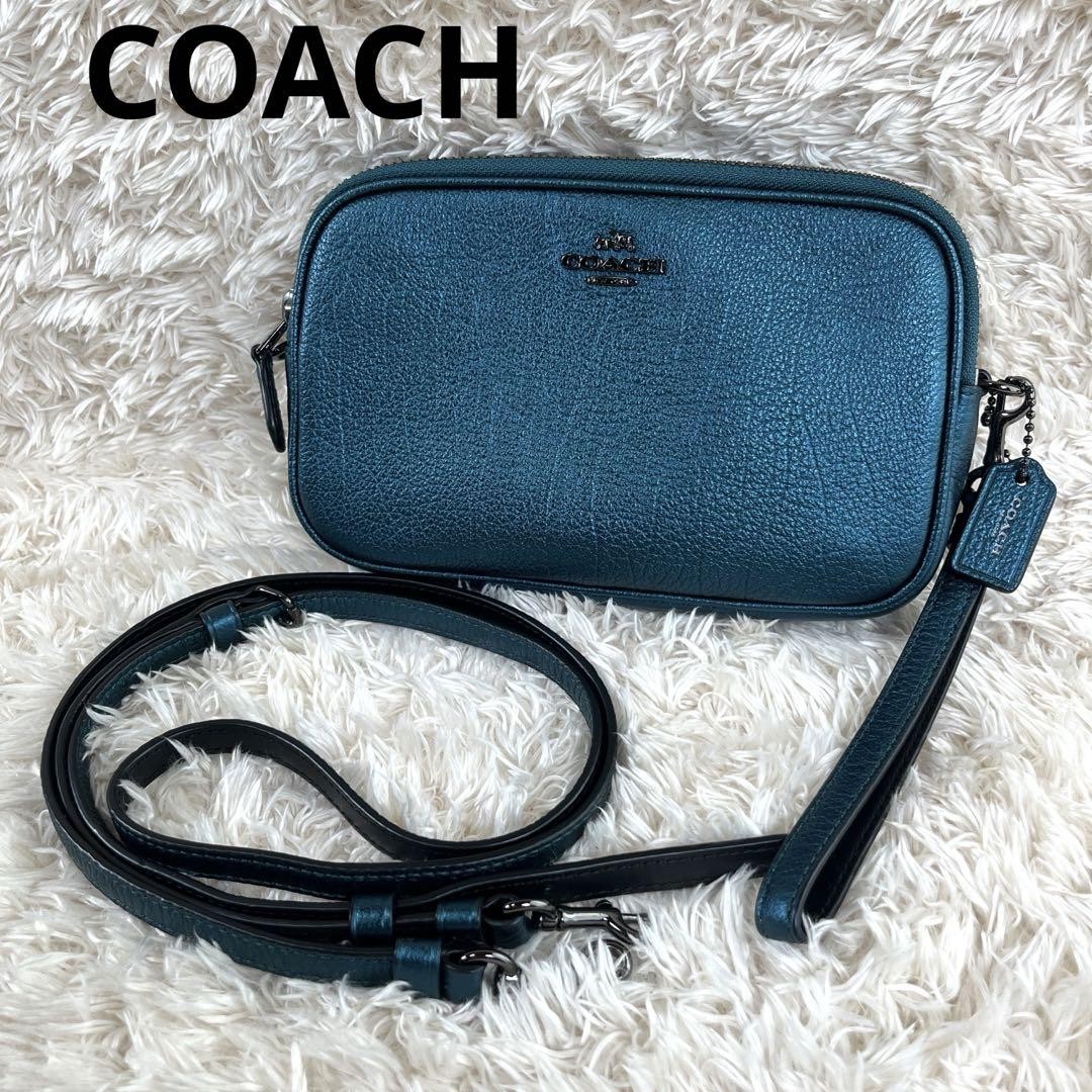 COACH Leather Shoulder Bag in Emerald Green Style PC61MX