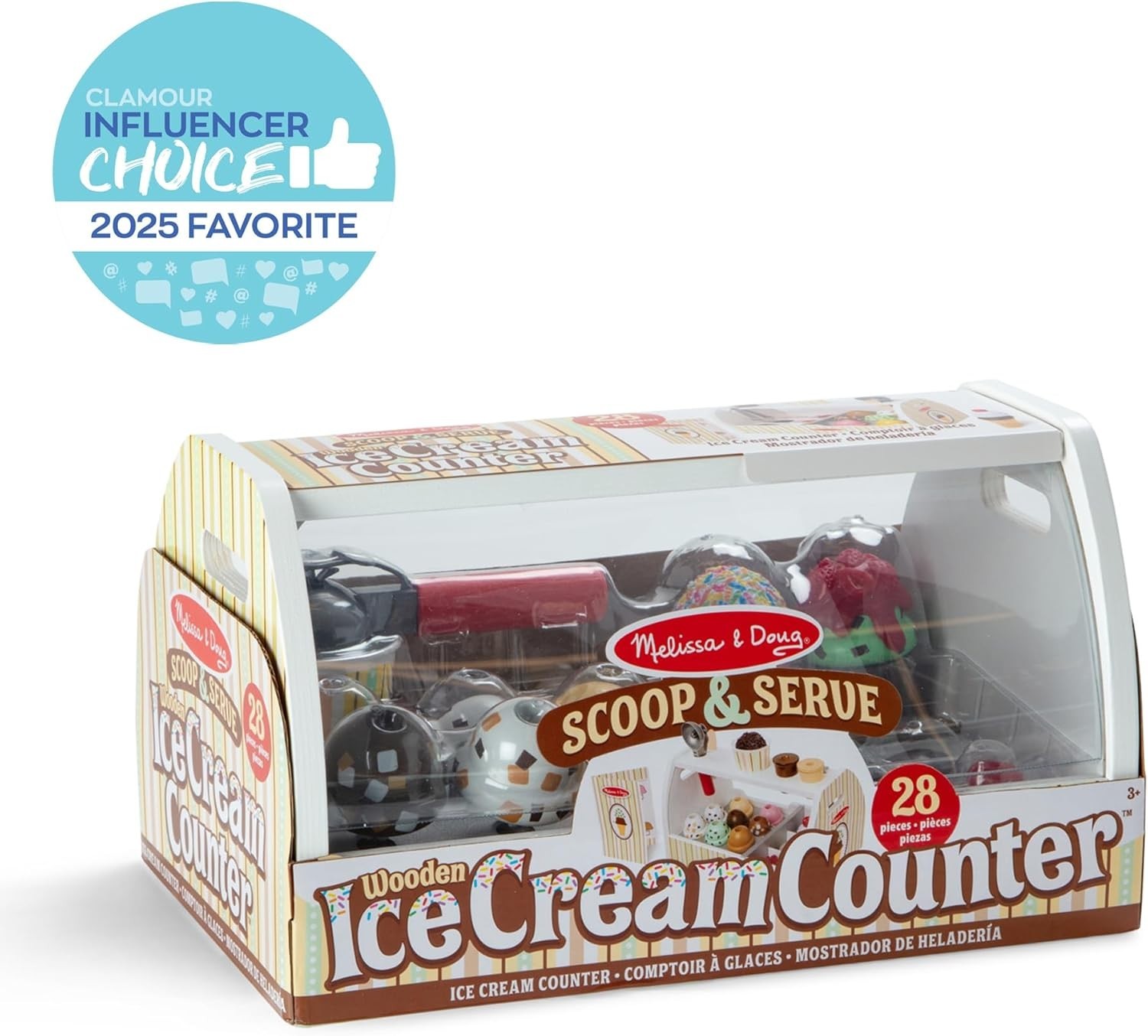 Melissa & Doug Holz Eiscreme Theke Schaufel & Servieren 28-teiliges Spielset