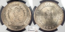 ITALIAN STATES Roman Republic 1849-R 40 Baiocchi NGC MS-66