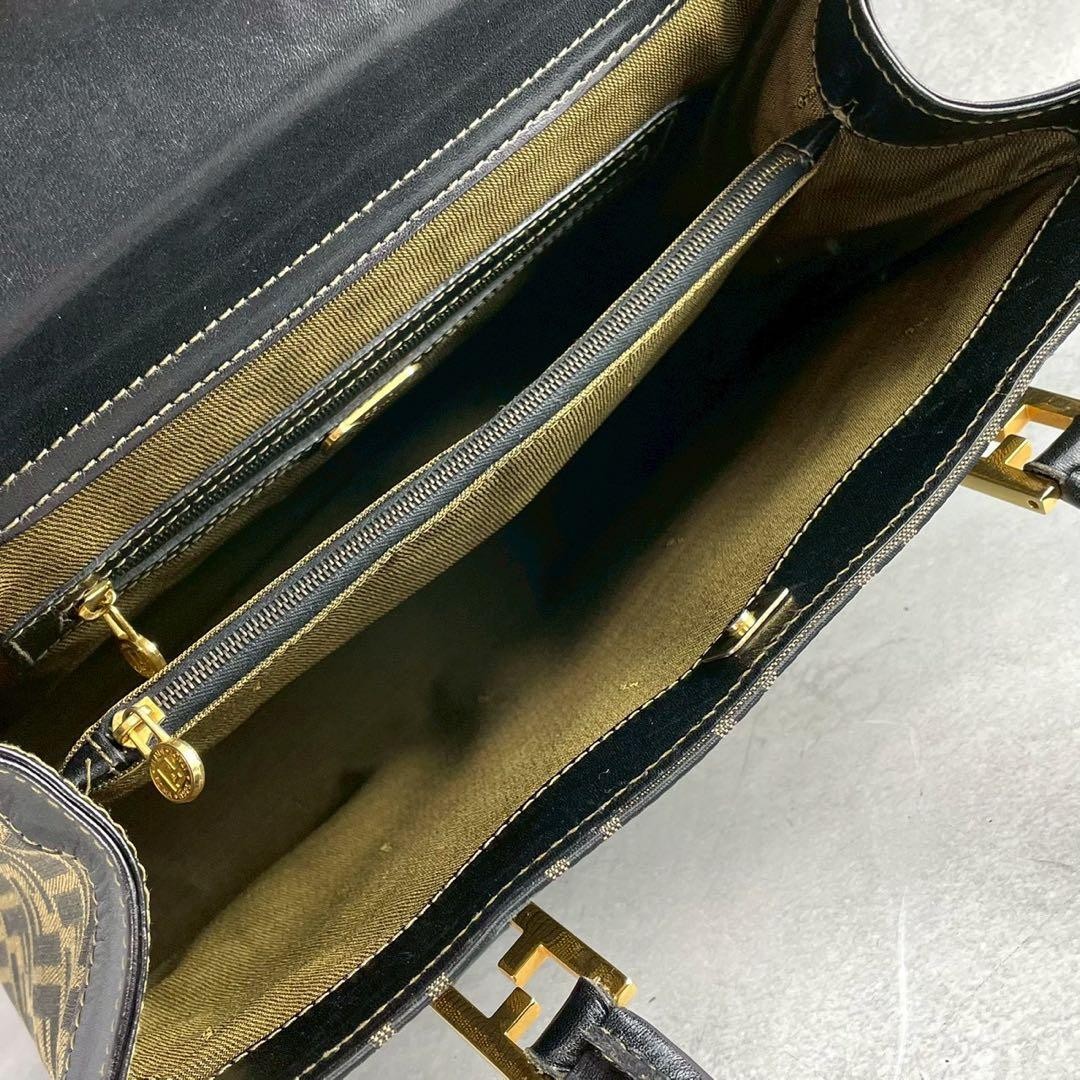 FENDI Zucca Tote Bag Handbag 15095 Canvas Beige Black Women From Japan thumbnail 8