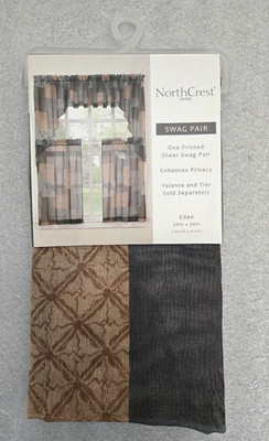 North Crest Home Swag Pair One Printed Enhances Privacy Eden 56'' x 36'' Mineral