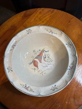 International China Marmalade Goose 9” Serving Bowl Blue Ribbon Duck Goose 80s