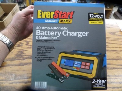 EverStart Maxx Marine 40 Amp Automatic Battery Charger and Maintainer Gray