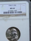 1942-S Washington Quarter 25c NGC MS64 Uncirculated