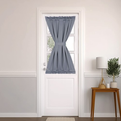 Grey Front Small Door Curtains for Door Windows - Blackout French Door Curtai...