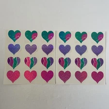 Vintage Mrs. Grossman’s 24 Stickers By The Yard Hearts Green Pink Purple