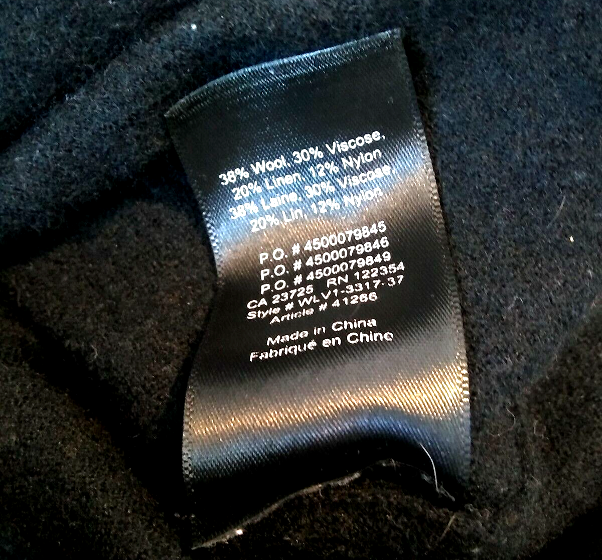 Babaton Womens Size M Black V-Neck Lightweight Wool Blend Side