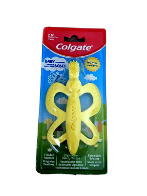 NEW Colgate Butterfly Baby Toothbrush and Teether Soft Bristles BPA Free Yellow 