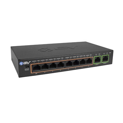 BV-Tech 8-Port PoE Switch with 2 Gigabit Uplink Ports   96W High-Power Budget...
