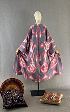 Uzbek ikat chapan/Cotton jacket/Boho ikat coat/Ethnic abaya cape/Tribal kimono