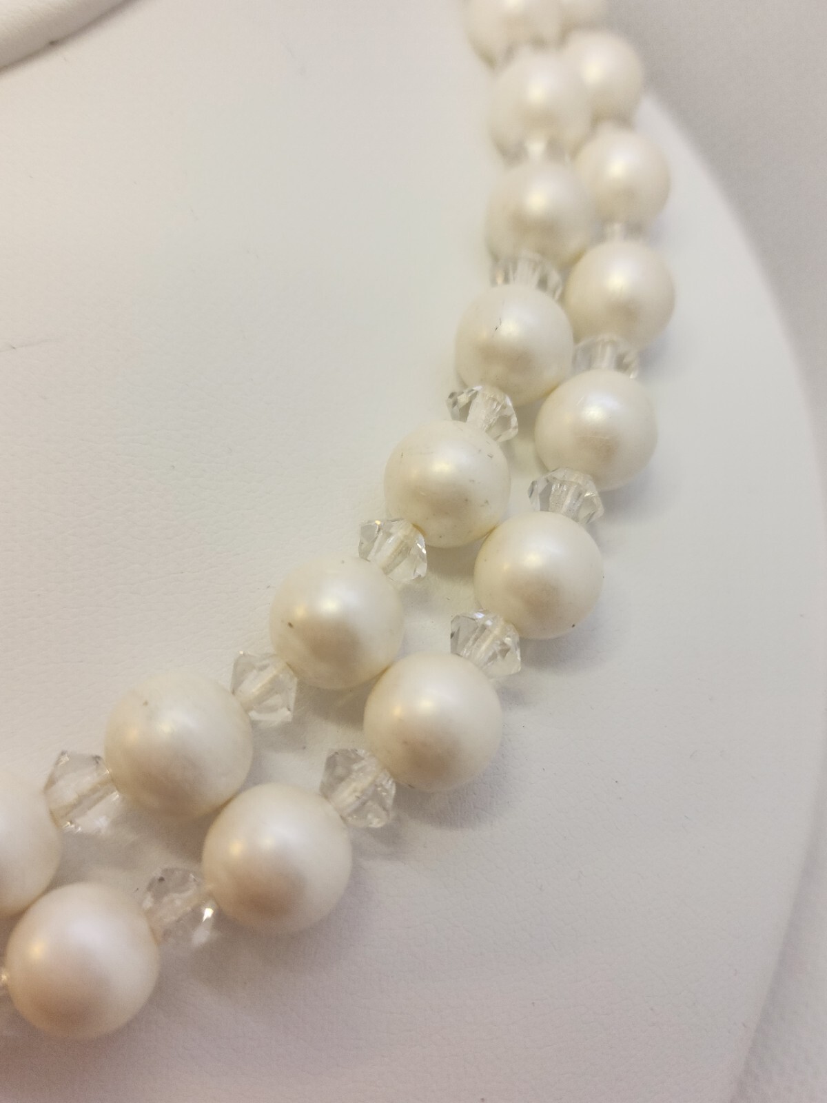 Vintage Hattie Carnegie Double Strand Pearly White Glass Acrylic Bead  Necklace - No Limits Energy - NoLE