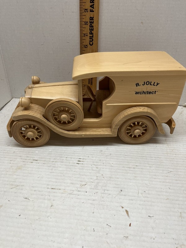 Handmade Large Detailed Wooden Antique Car used as Advertisment 