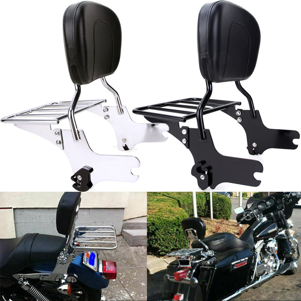 Detachable Sissy Bar Backrest Luggage Rack For Harley Road King