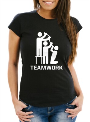 Women's T-Shirt Teamwork Funny Drinking Shirt Drinking Beer Party Moonworks 