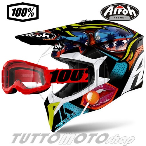 Casco da Cross AIROH WRAAP LOLLIPOP GLOSS 2021 + Maschera 100% trasparente  Red | eBay