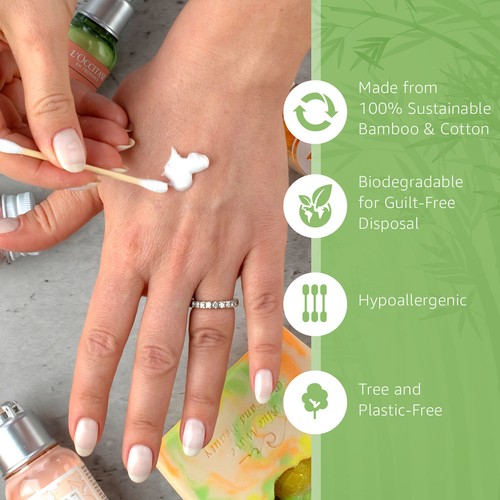 Hisopos Ibambo 100 % algodón bambú - hisopos compostables para belleza y cuidado personal - Imagen 2 de 13