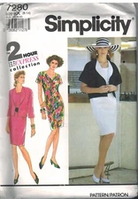 7280 UNCUT Simplicity Pattern Misses Semi Fitted Dress Loose Fitting Jacket OOP