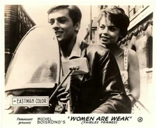 WOMEN ARE WEAK Original Lobby Card Alain Delon Pascale Petit on scooter 1959