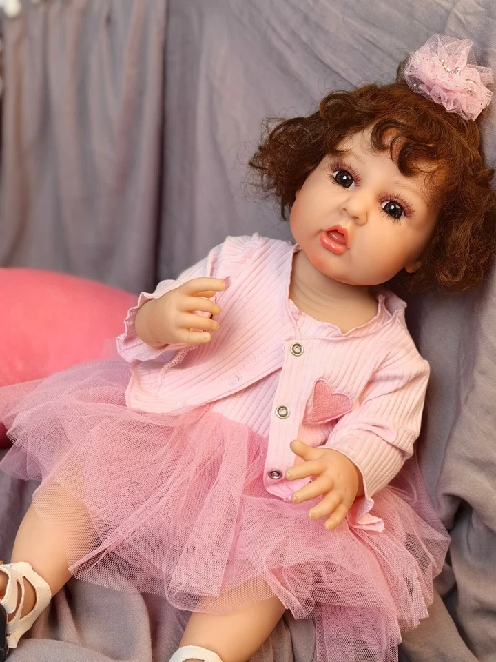Muñecas bebé renacido realistas 22" cuerpo completo vinilo niña niño hecho a mano regalo juguete Foto 2 de 4