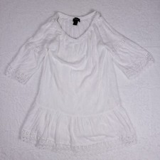 Karen Kane Boho Peasant Dress White Eyelet Lace Flowy Cottagecore Womens Small