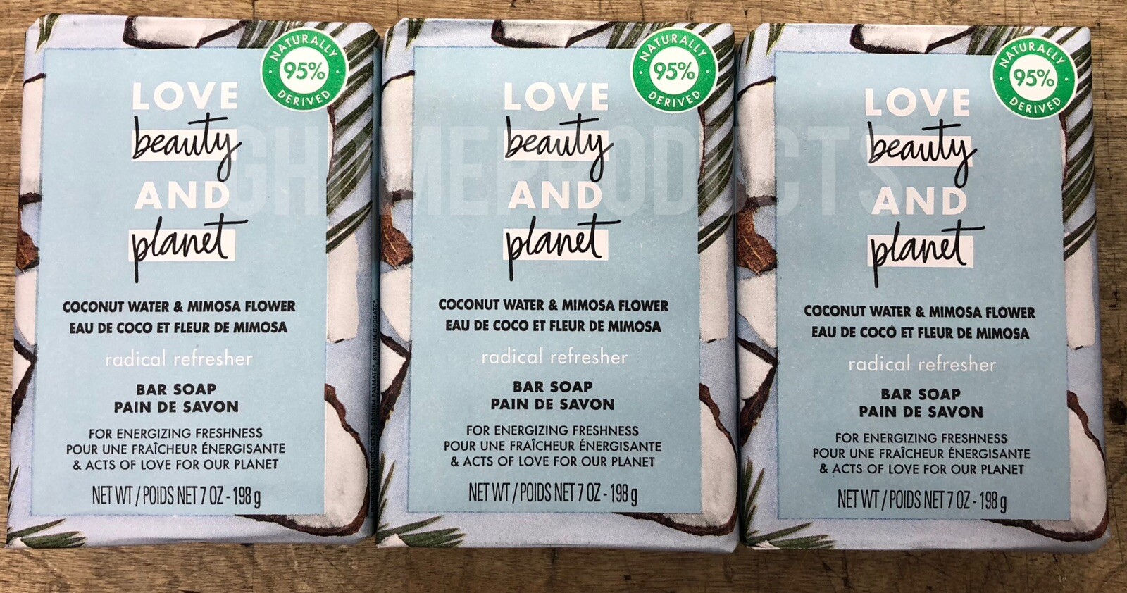 Jabón Love Beauty and Planet Bar 3x 7 oz - agua de coco y flor de mimosa