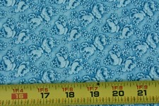 By 1/2 Yd, 35" Wide, Vintage 1940's-60's, Blue Floral on Blue Quilt Cotton,P5054