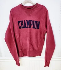 Champion Red Blue Embroidered Logo Reverse Weave Crewneck Sweatshirt Small S