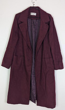 Helene Berman Burgundy Lightweight Wool Blend Duster Longline Coat. Uk 14