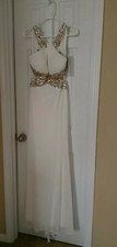 Davids Bridal Prom Wedding Dress Gown Light Ivory Sequin Small Size 4 Keyhole