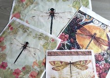 Cotton Fabric  Panel Vintage Dragonfly ready Fabric Panel Quilting fabric DIY