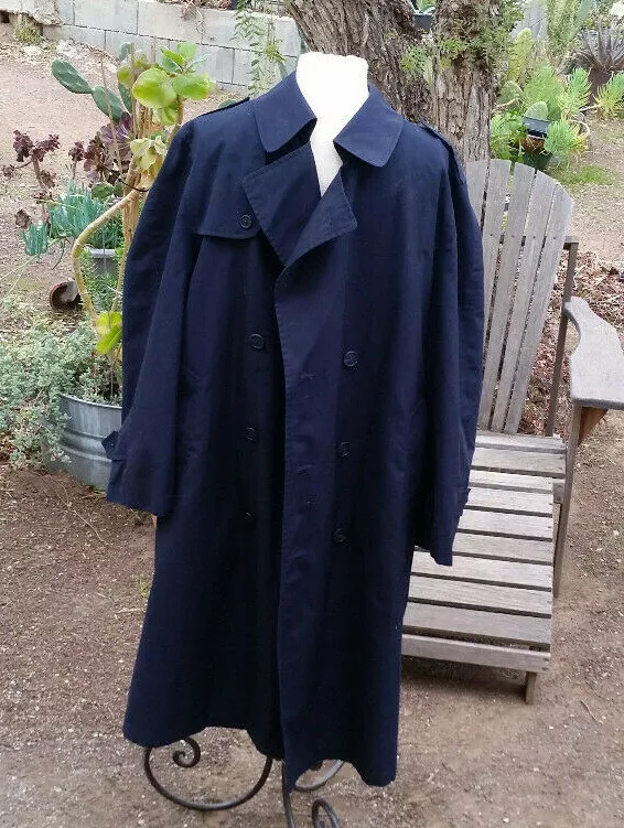 CHRISTIAN DIOR LE CONNAISSEUR Rain Coat Trench Coat Doublé Marine 42S Pas de Ceinture